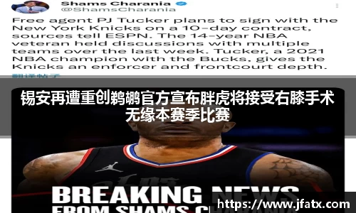 锡安再遭重创鹈鹕官方宣布胖虎将接受右膝手术无缘本赛季比赛